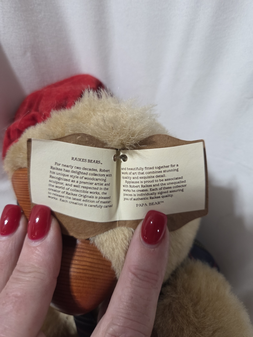 Plush Tan Dog with Red Hat and Tartan Vest - Picture 2 of 7